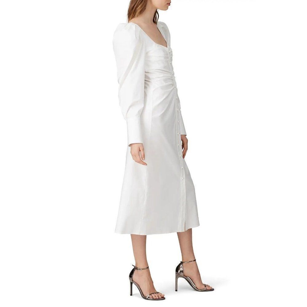 Prabal Gurung Faux Pearl Ruched Button Up Dress Size 0 - Picture 2 of 12